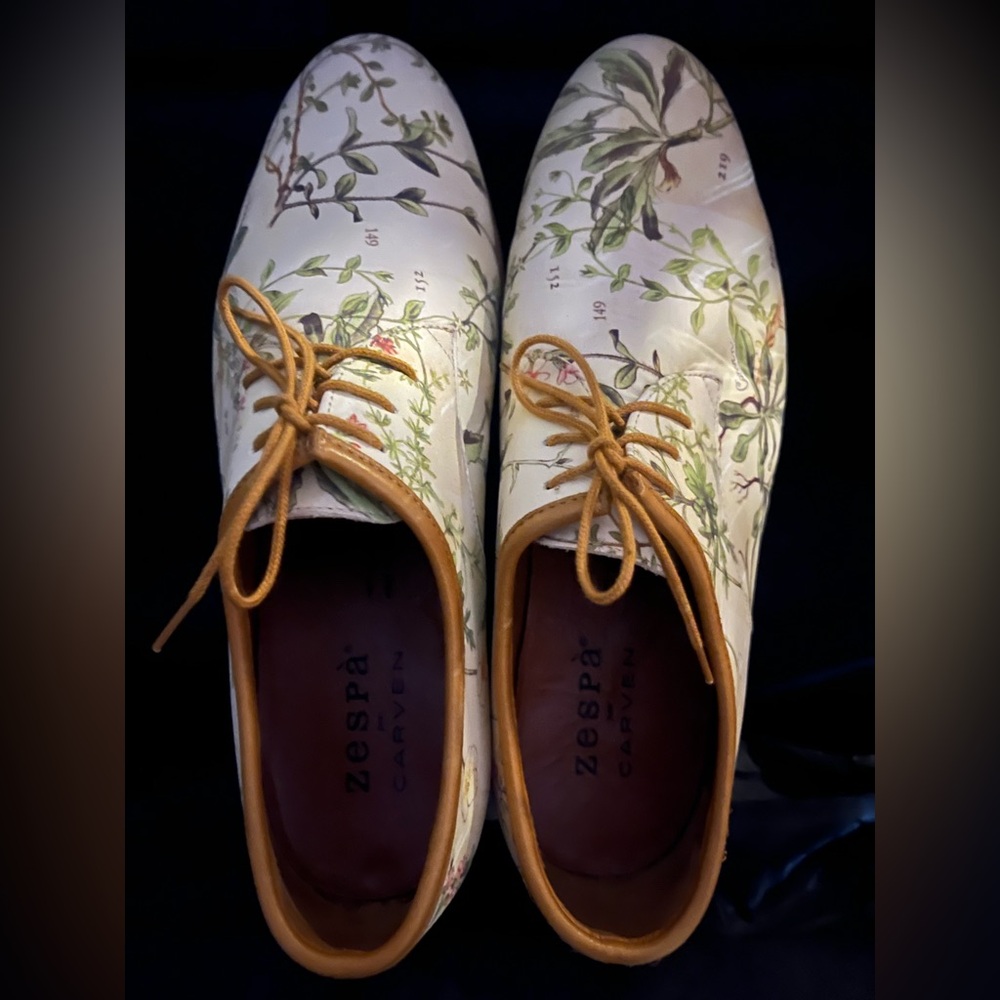 Zespa by Carven Handmade Botanical Print Lace-up made in France.